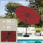 MEWAY 9ft Patio Umbrella Outdoor Table Umbrellas with Push Button Tilt and Crank, Market Umbrella 8 Sturdy Ribs for Deck, Garden, Pool and Backyard, Red - Image 4