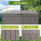 Flamaker Outdoor Storage Box 80 Gallon Resin Waterproof Deck Box Delivery Box with Wood Texture Large Storage Bin for Patio Cushions (Light Brown) - Image 5