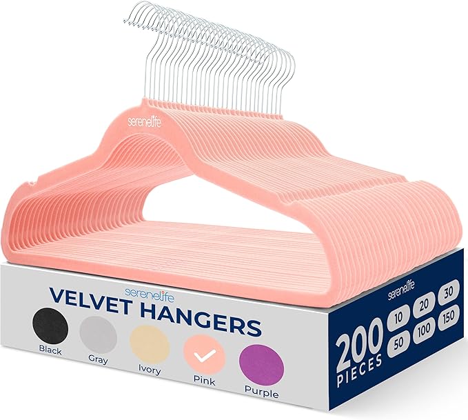 SereneLife 200 Pack Velvet Hangers by SereneLife