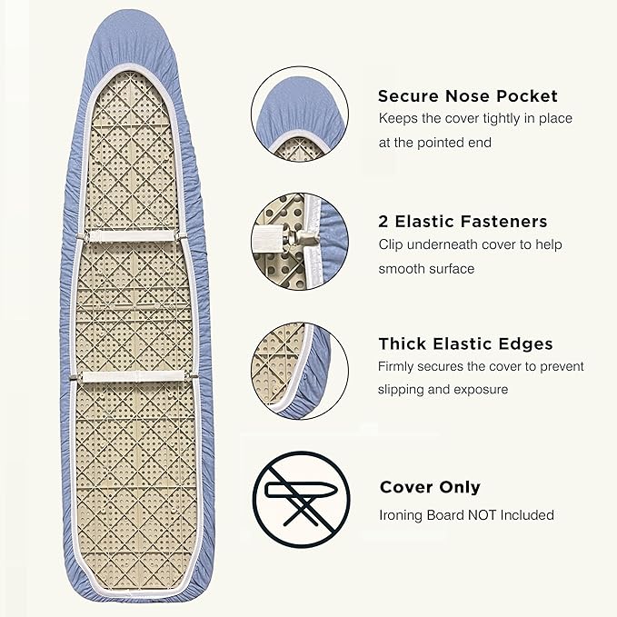 Ironing Board Cover and Pad 15"x54" Extra Thick Natural Cotton, Scorch and - Image 4