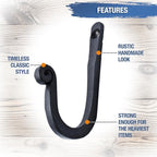 Larger Railroad Spike Cast Iron Hooks Handmade Blacksmith, Wall Mounted - Image 4