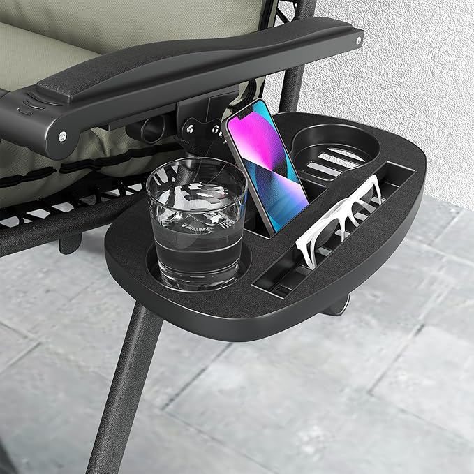 Outsunny Zero Gravity Chairs Set of 2, Reclining Folding Zero Gravity Lounge Chair, Outdoor Lounge Chairs with Removable Cushion, Headrest, and Cup Phone Holder Tray for Patio, Beach, Gray - Image 9