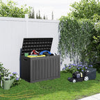 46 Gallon Outdoor Deck Box, Lockable Waterproof Outdoor Storage Boxes For Garden Tools,Indoor Cushions,Accessories Outside Storage Resin Weatherproof Container(Black) - Image 6