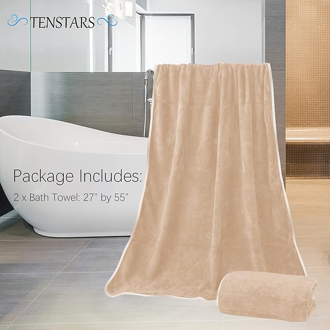 TENSTARS Silk Hemming Bath Towels - Image 2