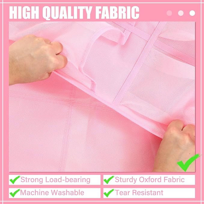 Windyun 40 Over the Door Shoe Organizer Large Breathable Mesh Pockets Pink - Image 5