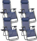 Sweetcrispy Zero Gravity Chairs, Set of 4 Portable Recliner Beach Camping Patio Outdoor Folding Lounge Chair with Cup Holder Trays and Adjustable Pillow for Poolside, Garden, Backyard, Lawn (Blue) by Sweetcrispy
