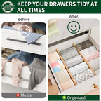 4 Pack Bamboo Drawer Dividers 2.6" High, Adjustable Spring Loaded Clothes - Image 4