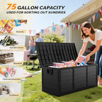 VINGLI 75 Gallon Collapsible Outdoor Storage Box, Simple-to-assemble Plastic Storage Containers with Lid, Patio Deck Box Furniture for Garden, Pool, Balcony, Yard (Full Black) - Image 8