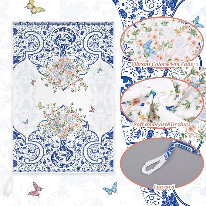 Geyoga 6 Pcs Spring Floral Kitchen Towels Flamingo Dish Hand Towels Sunflower - Image 4