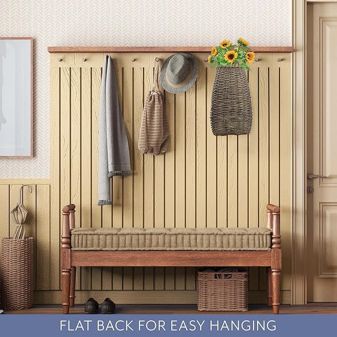 AuldHome Design Wall Hanging Pocket Basket; Woven Wicker Rustic Farmhouse Gray - Image 4