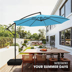 wikiwiki 10ft Patio Umbrella with Base Included, Outdoor Offset Cantilever Umbrella with Sandbag Base for Backyard, Garden and Pool, Easy to Tilt and Crank, Sky Blue - Image 8