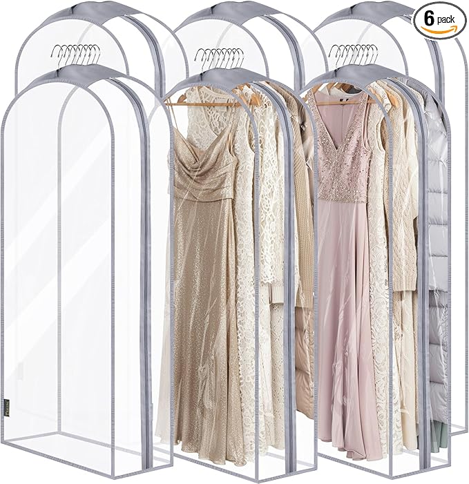 BALEINE 60'' Clear Garment Bags, 10.5'' Wide PEVA Suit Bag by BALEINE
