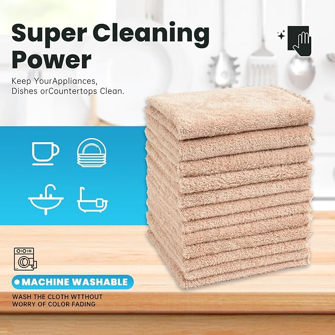12 Pack Cleaning Cloth, Ultra Soft Absorbent Quick Drying Microfiber Cleaning - Image 6