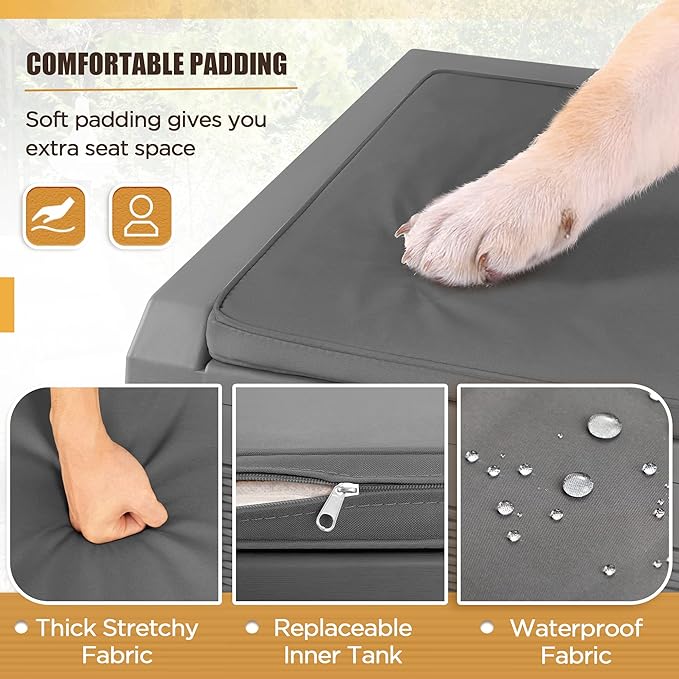 Devoko 100 Gallon Waterproof Large Resin Deck Box Outdoor Storage Box Indoor Lockable Storage Container with Cushion for Patio Furniture Garden Pool Cushions (Grey) - Image 3