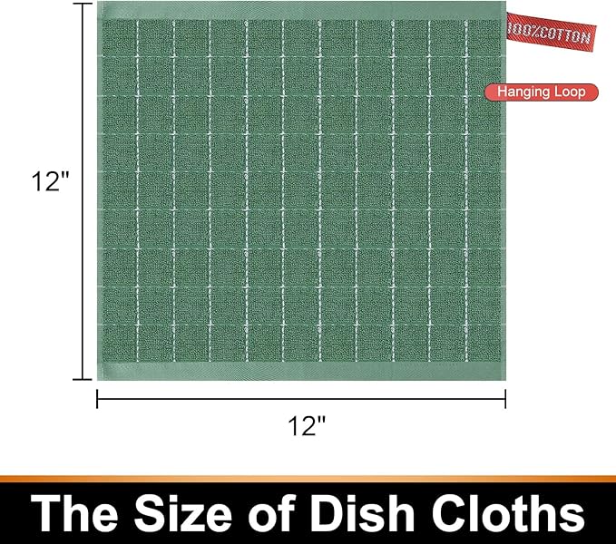 Mordimy 100% Cotton Terry Cloth Dish Cloths, Soft and Absorbent Checkered Dish - Image 6