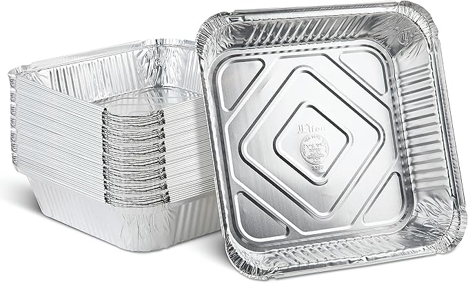 PLASTICPRO Disposable 9'' X 9'' X 2'' Inch Square Aluminum Tin Foil Baking Pans by PLASTICPRO