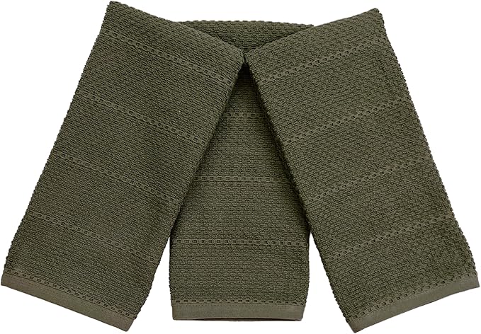 Serafina Home Olive Green Kitchen Hand Dish Towels: Oversized 28" x 18" - Image 6
