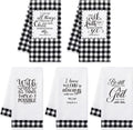 R HORSE 5Pcs Religious Christian Kitchen Dish Towel Black and White Check by RHORSE