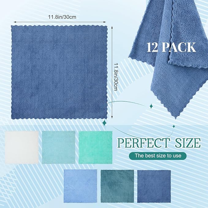 Syhood 12 Pieces Face Wash Cloth 12 x 12 in Makeup Remover Cloths Towel Coral - Image 3