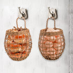 Elsjoy Set of 2 Hanging Onion Basket, Wall Mount Small Wicker Baskets - Image 5