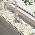 Abstract Watercolor Leaves Sink Faucet Absorbing Mat Sink Splash Guard Faucet by Unknown