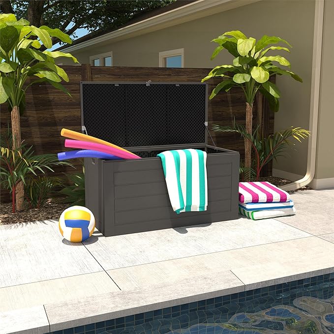 Cosco Outdoor Living 88180BGY1E Cosco Outdoor Patio Storage, Extra Large, 180 Gallons, Charcoal Deck Box, Black/Gray - Image 2