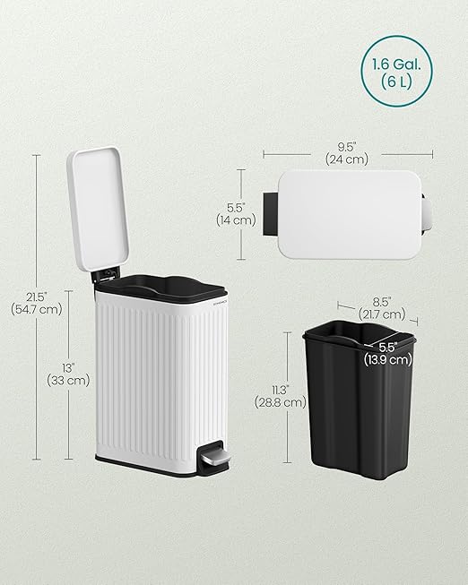 SONGMICS Bathroom Trash Can, 1.6-Gallon Trash Bin - Image 7