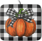 Fall Pumpkin Dish Drying Mat for Kitchen Counter Black White Buffalo Check by Unknown