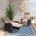 Grand patio Outdoor Recliner Air Pump 150° Lay Flat Reclining Chair with Independent Adjustable Back and Footrest Removable Olefin Cushion Flip-Up Table Wicker Beige 2PCS by GrandPatio