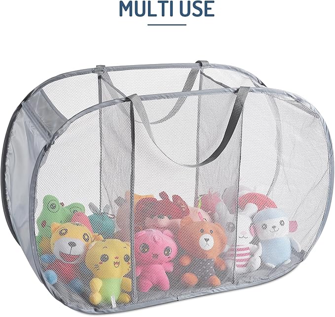 Seiritex Mesh Popup Laundry Hamper 3 Compartment Sortable Horizontal - Image 3