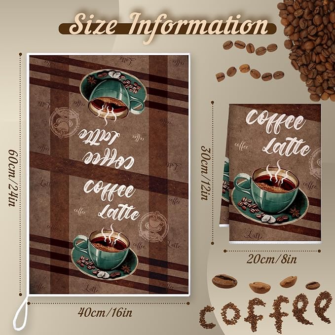 Boyiee Set of 6 Coffee Kitchen Towels Brown Dish Towels 24 x 16 Inches - Image 4