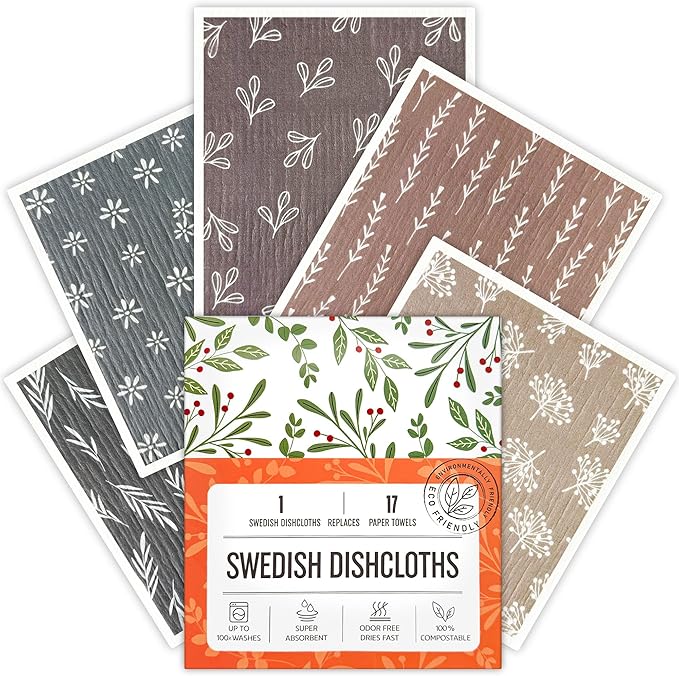 Swedish Dishcloths for Kitchen, 5 Pack Reusable Paper Towels Washable, Super by Unknown
