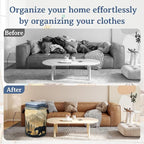 Bear Laundry Basket, Oxford Cloth Golden Mountain Forest Laundry Hamper - Image 5