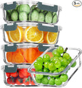 VERONES 5 Pack 36 OZ Glass Meal Prep Containers, Airtight Glass Lunch by VERONES