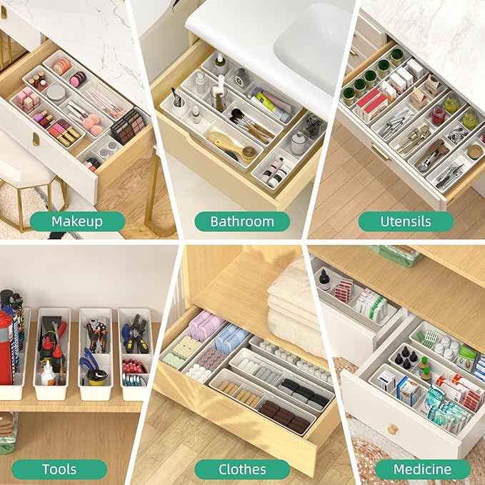 Desk Drawer Organizer Tray, 4 Pack Expandable Drawer Organizer - Image 8