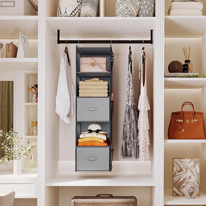 YOUDENOVA Hanging Closet Organizer, 5 Tier Hanging Closet Shelves - Image 2