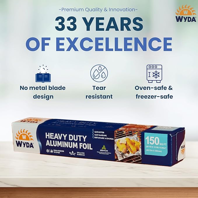Wyda Heavy Duty Aluminum Foil – 150 Sq Ft |Strong Food-Grade - Image 5