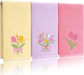 3 Pcs Tulips Bouquet Hand Towels Spring Pink Tulips Flower Bath Towels 14 x 29 by Tingjoo