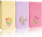 3 Pcs Tulips Bouquet Hand Towels Spring Pink Tulips Flower Bath Towels 14 x 29 by Tingjoo