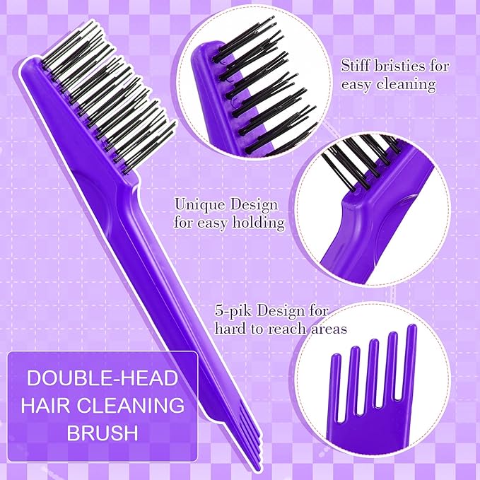 Boao 2 Pieces Hair Brush Cleaning Tool Comb Cleaner Brush Mini Comb Cleaning - Image 4