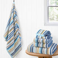 Striped Towels Set, 2 Bath 28"x52", 2 Hand 16"x27", 2 Face 13"x13", Luxury Bath by VOOVAMOVAS