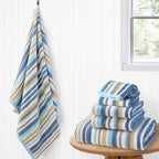 Striped Towels Set, 2 Bath 28"x52", 2 Hand 16"x27", 2 Face 13"x13", Luxury Bath by VOOVAMOVAS