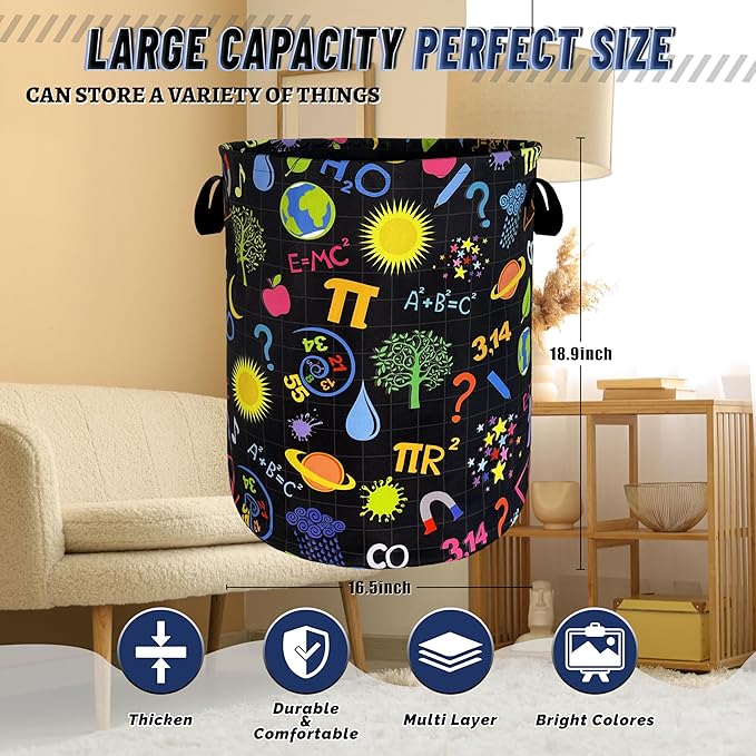 Funny Laundry Basket Oxford Cloth Foldable Geometry Pattern Laundry Hamper - Image 3