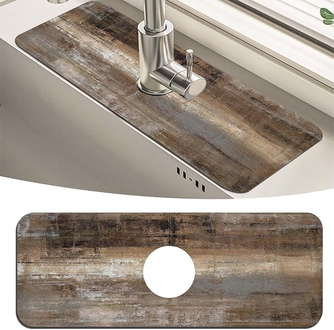 MCALK Dark Brown Kitchen Sink Faucet Mat Splash Guard, Absorbent Quick-Dry by MCALK