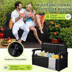 Greesum 80 Gallon Outdoor Storage Bench, Weather-Resistant Deck Box, Patio Furniture Bench for Backyard, Garden, Porch, Large Capacity Seat for Pillows Cushions Patio Accessories, Dark Black - Image 4