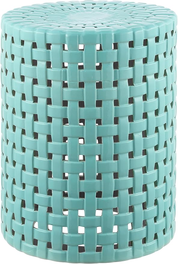 SAFAVIEH Home Collection Sayre Robins Egg Blue Ceramic 18-inch Decorative Accent Garden Stool for Living Room, Bathroom, Patio, Side Table, Plant Stand (Fully Assembled) by SAFAVIEH