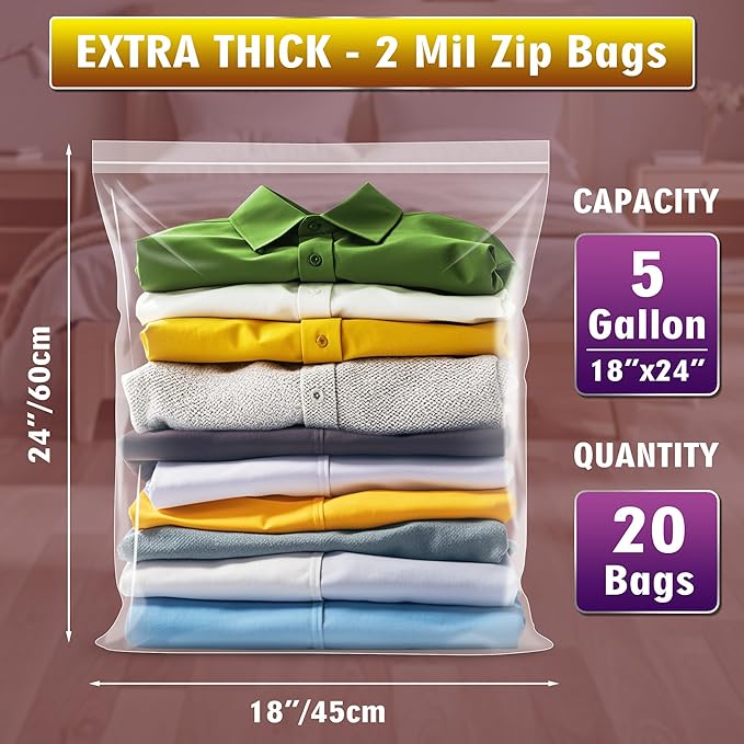 Extra Large 5 Gallon Zippered Plastic Bags - Image 2