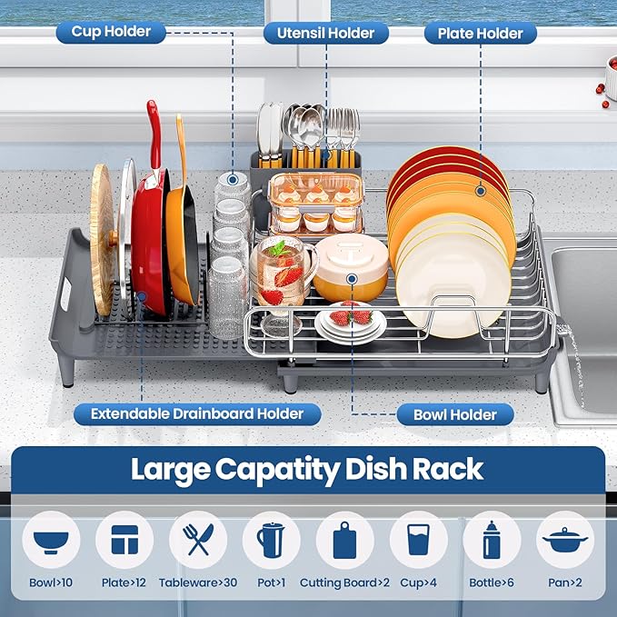TOOLF Expandable Dish Rack, Dish Drying Rack - Image 2