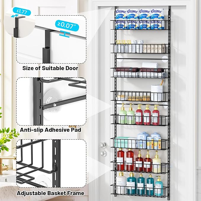 8-Tier Pantry Door Oragnizer, Over The Door Pantry Organizer Rack and Storage - Image 7