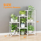 Bamworld Indoor Plant Stand Outdoor White Shelf Bamboo Plant Table for Multiple Plants 3 Tiers 7 Pots Ladder Holder Pot Window Garden Balcony Living Room - Image 5
